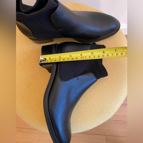 New Zara black Leather Chelsea Sock Ankle Boots 38 - Picture 12 of 12